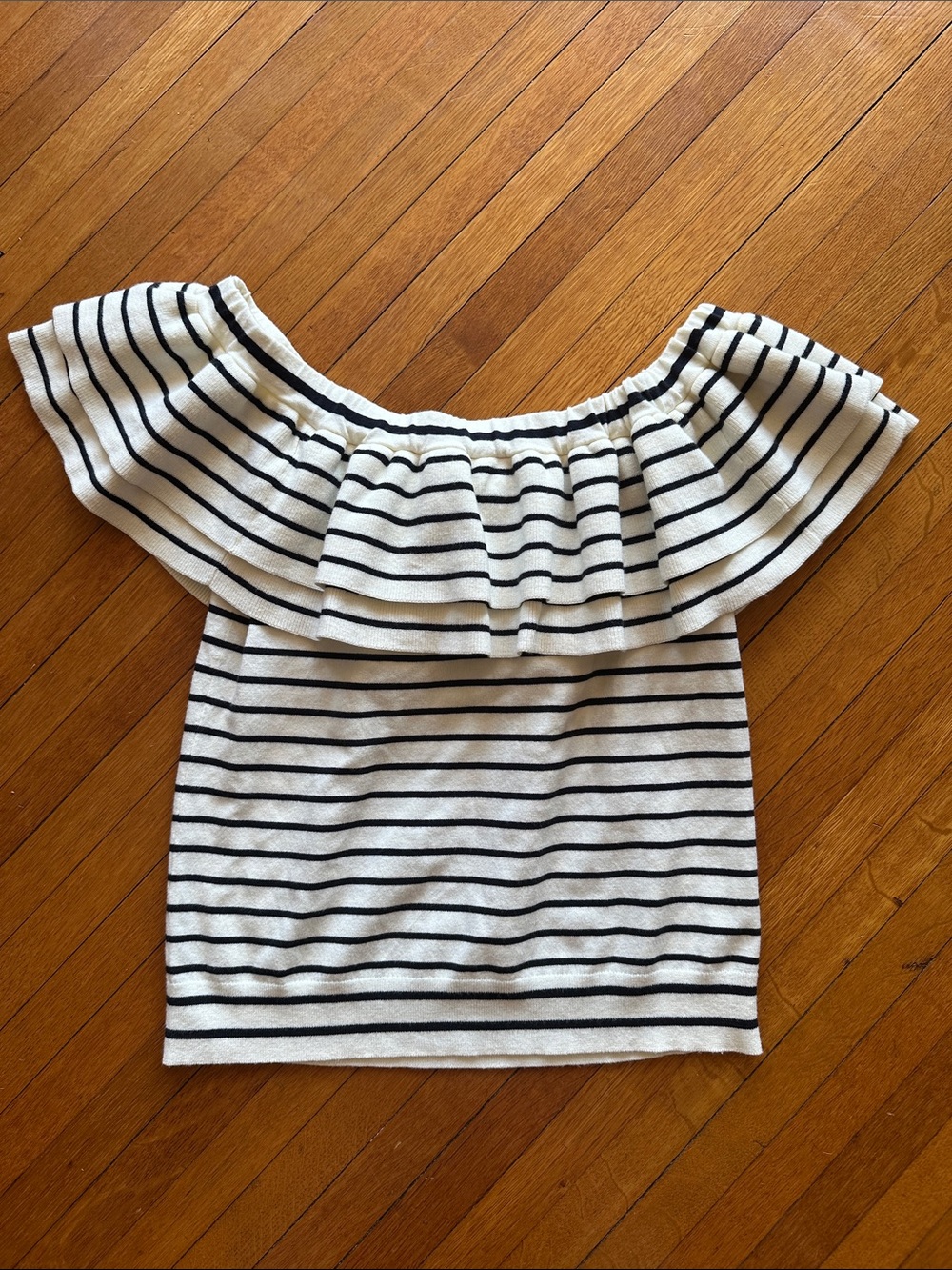 J Crew striped off the shoulder shirt